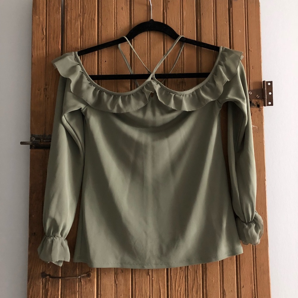 Fancy olive green top - Picture 1 of 3